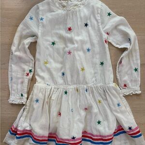 Boden White Dress with Colorful Star Embroidery